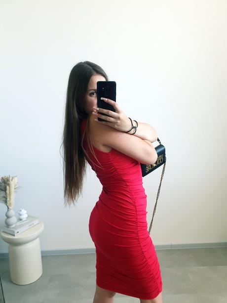 Červené midi šaty s/m, s