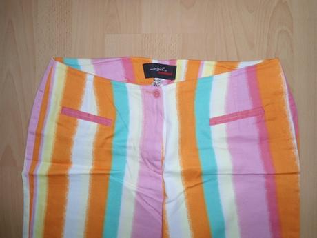 Farebne pasikove nohavice, s