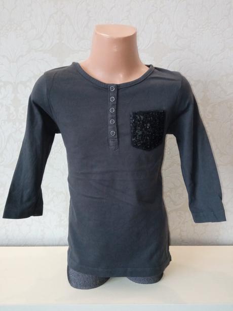 Dievčenské tričko s vreckom a flitrami (6-8 r.), pepperts,122