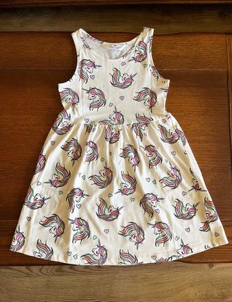 Letné šatičky s jednorožcom 110/116, h&m,110