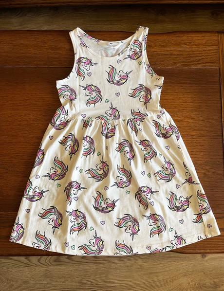 Letné šatičky s jednorožcom 110/116, h&m,110