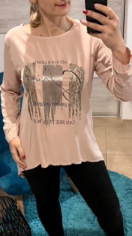 Dámske tričko s potlačou a kamienkami ružové (uni), l / m / s