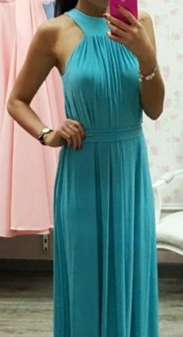 Tyrkysové dlhé šaty, m