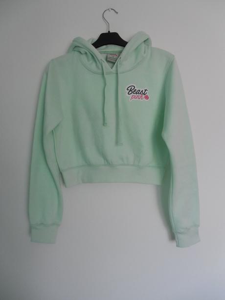 Tyrkysová mikina crop, s