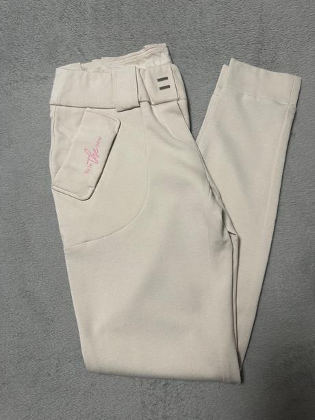 Svetlobéžové elastické pohodlné nohavice magenta, m