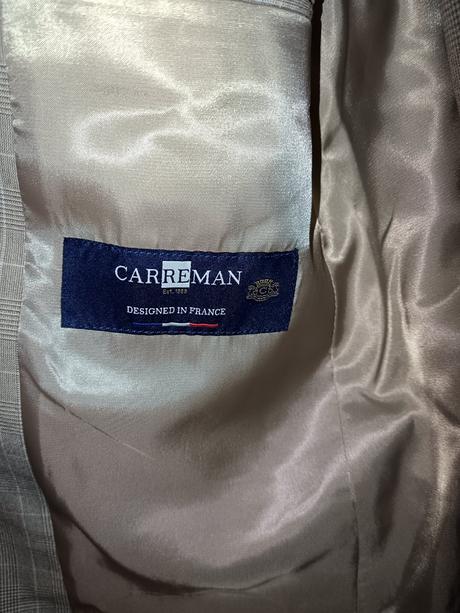 Károvaný, slim fit oblek, 48