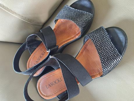 Celokožené sandálky na platforme, lasocki, lasocki,36