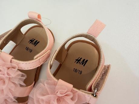 H&m nádherné ružové sandálky s tylovými kvetmi, h&m,18 / 19