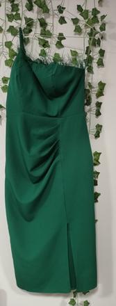 Luxusné smaragdové šaty s pierkami top stav, 40