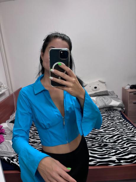 Modra blúzka na zips, s