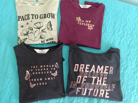 Tričká s dlhým rukávom 4ks, h&m,146