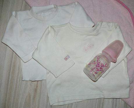 Tričká 2x+zdarma kojenecká flasa, mothercare,74