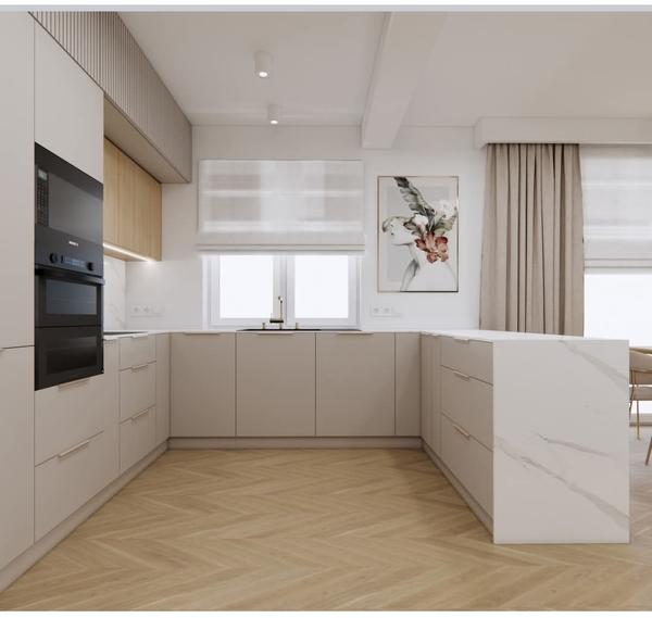 Návrh kuchynskej linky s umývadlom pod oknom