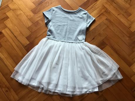 Dievčenské šaty sivé s bielou tylovou sukňou, pepco,164