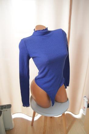 Modrý pletený body top s, s