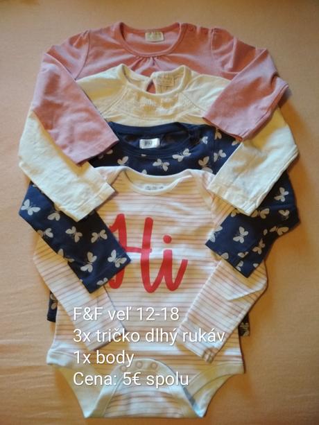 Ff 4ks tričko dlhý rukáv, f&f,86