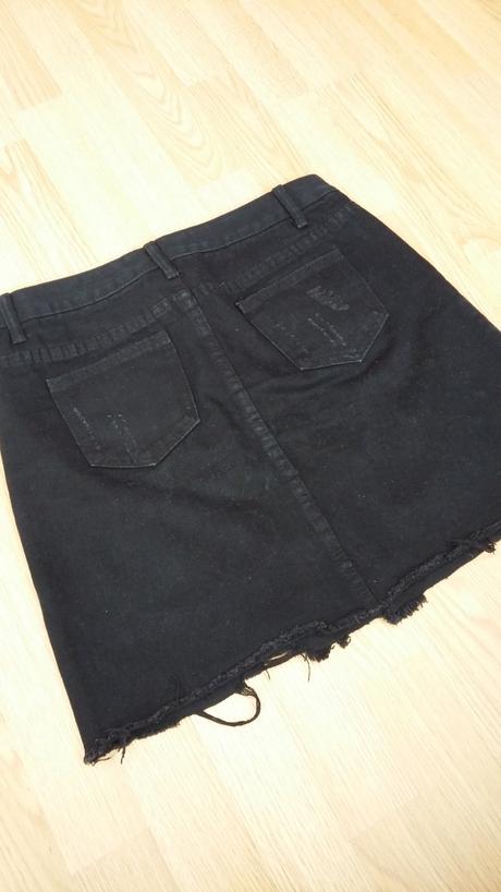 Riflová sukňa s perličkami, m