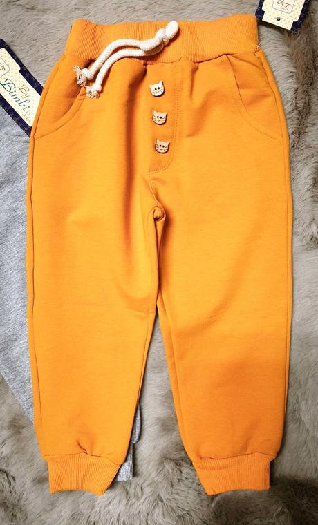 Detské bavlnené tepláky sivé mačička, 74 - 176