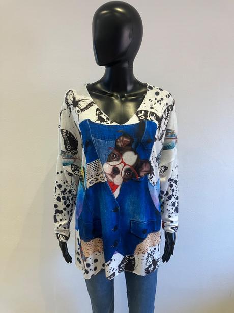 Dámske huňaté tričko vzorované (uni), l / m / s / xl