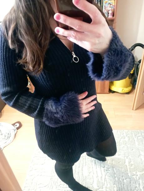 Upletove šaty s kožušinou, m