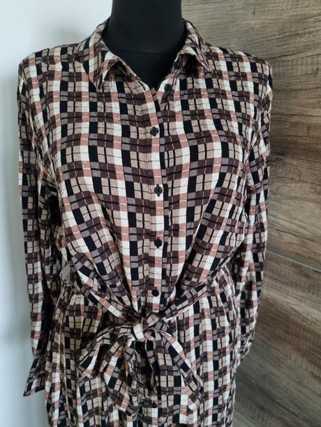 Kárované košeľové šaty, 42