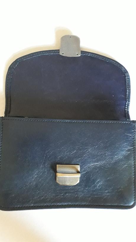 Petrolejová kožená clutch kabelka,
