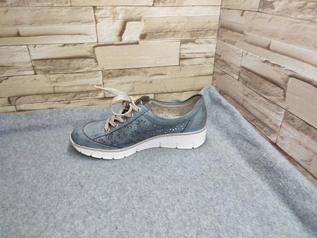 Rieker 38 - dámske dierkované modré topánky, rieker,38