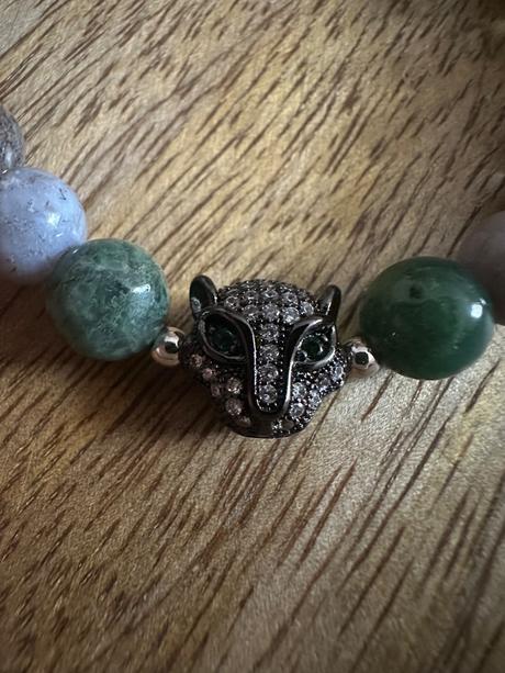 Náramok indický achát s leopardom,