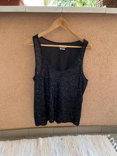 Trblietavý čierny top reserved xl, reserved,xl