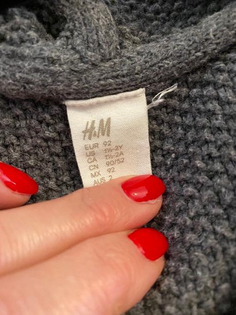 Teply svetrík s kapucnou a uškami, h&m,92