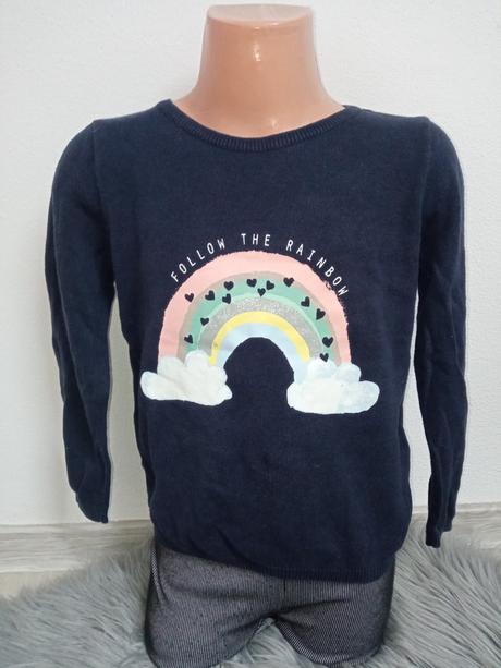 Dievčenský sveter dúha h&m (110-116), h&m,110
