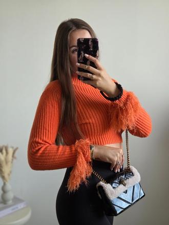 Oranžový crop svetrík s/m, s