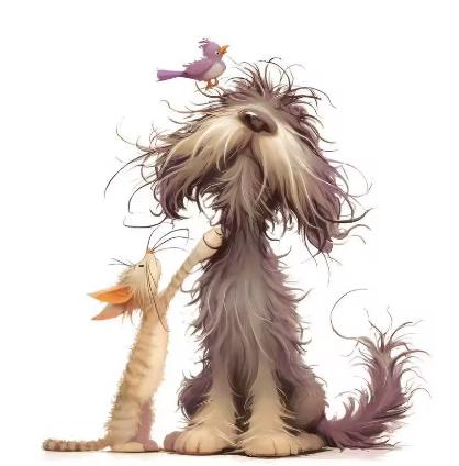 Nažehľovačka psík, mačka a vtáčik 14x14,5cm (nz467, 