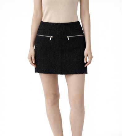 Zara trafaluc mini sukňa čierna bouclé štruktúra, zara,xs