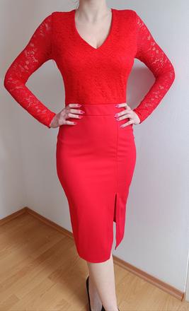 Červené spoločenské čipkované walg london, 38 / m