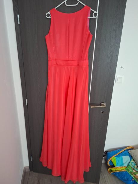 Koralovo červené spoločenské šaty, l