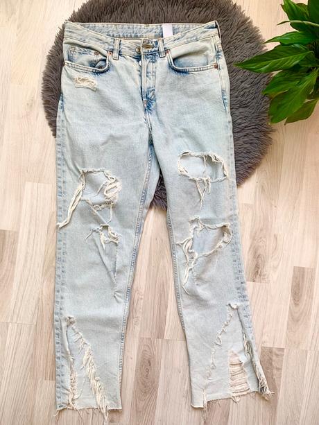 Roztrhane svetlomodre boyfriend rifle h&m, h&m,xs