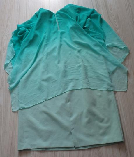 Spoločenské šaty mätové s pelerínkou, v. 44/46, xl, xl
