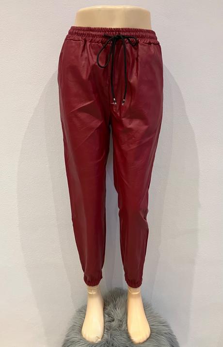 Dámske bordové koženkové nohavice (uni), l / m