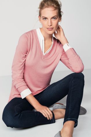 Ružový sveter s blúzkou, next,m