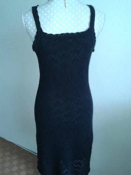 Čierne pletené šaty s podšívkou veľ. 38, 38