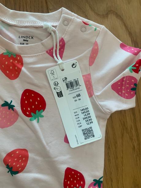Lindex rastúce body s jahodami 68/74/80, lindex,68 / 74 / 80