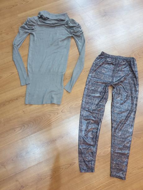 Predlzeny pulovrik plus leginy xs/s, s
