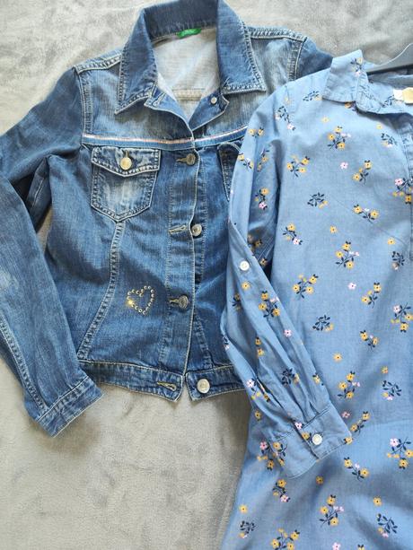 Balík dievčenskeho oblečenia-šaty/riflova bunda, 140–152