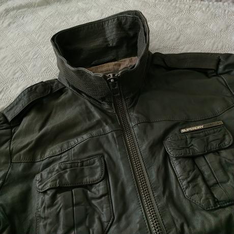 Superdry grey genuine leather jacket m vintage, superdry,m