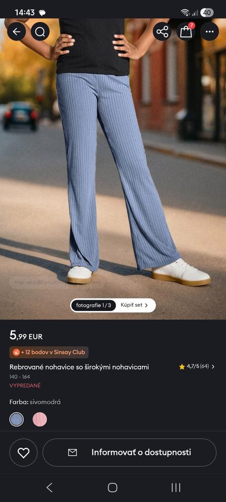 Nové zvonové nohavice, sinsay,158