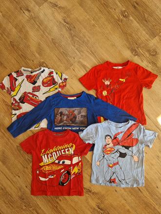 Sada tričiek s hrdinami, h&m,98