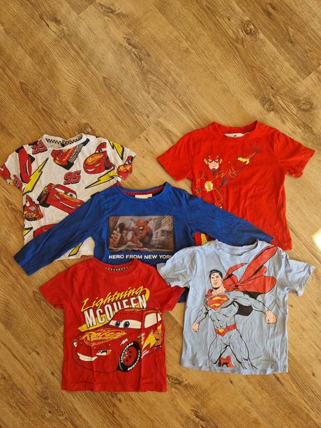 Sada tričiek s hrdinami, h&m,98