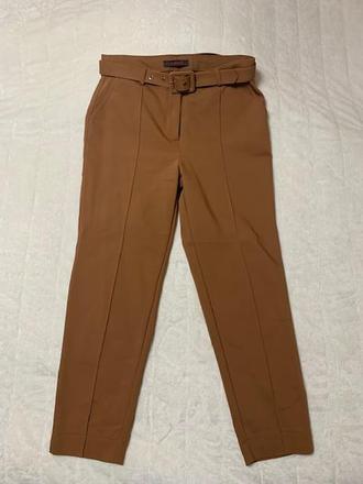 Hrubšie elastické nohavice škoricovej farby, l / m