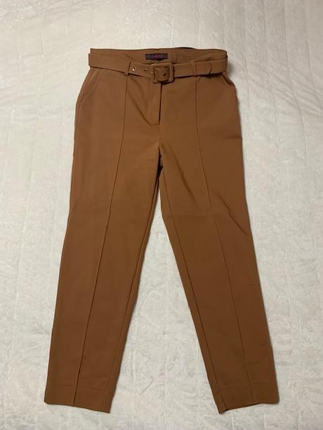 Hrubšie elastické nohavice škoricovej farby, l / m